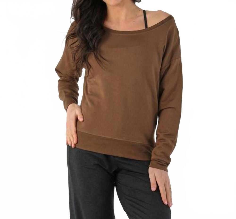 NEW GLYDER lounge off shoulder top in chocolate